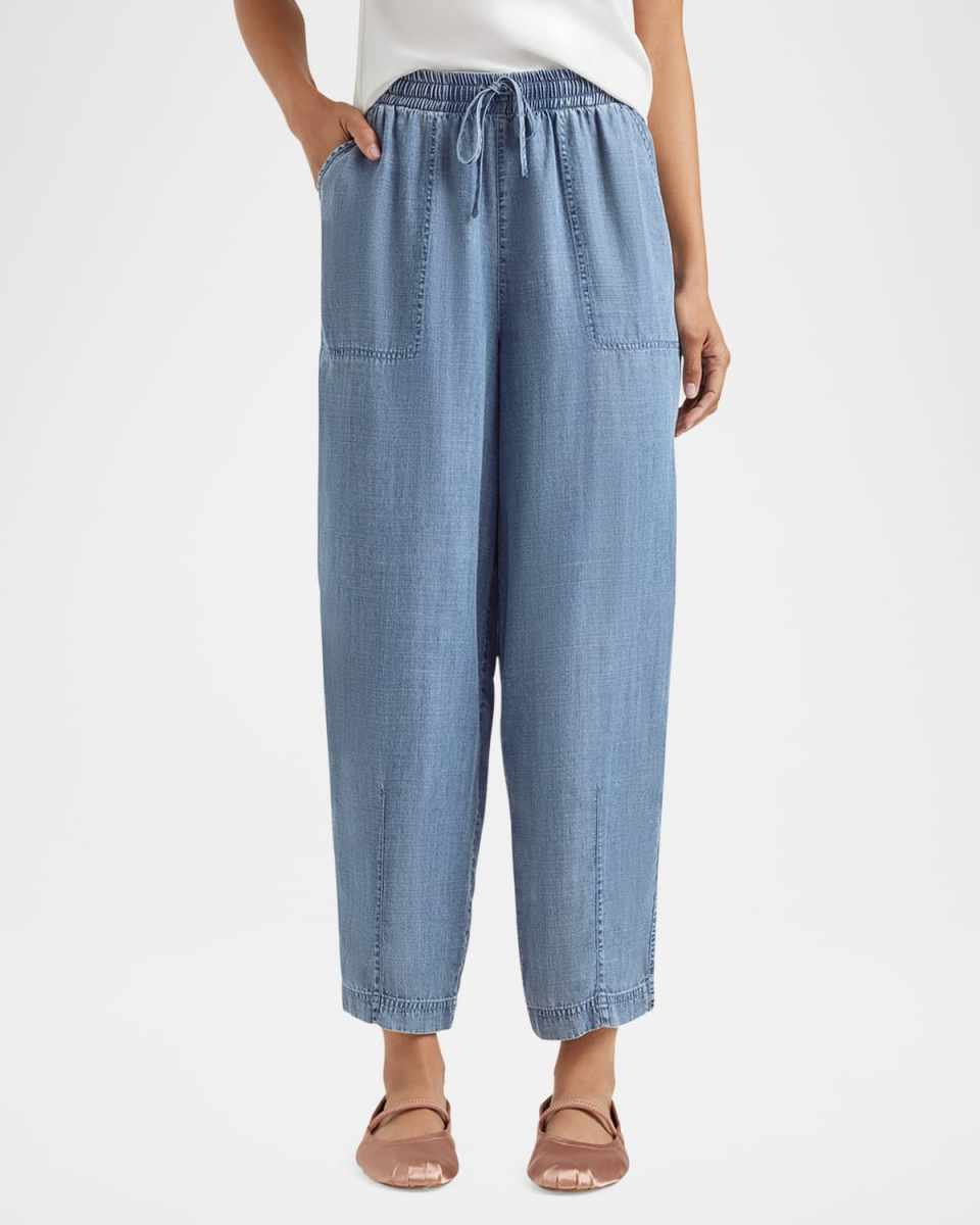 Ryan Indigo Drawstring Barrel-Leg Pants